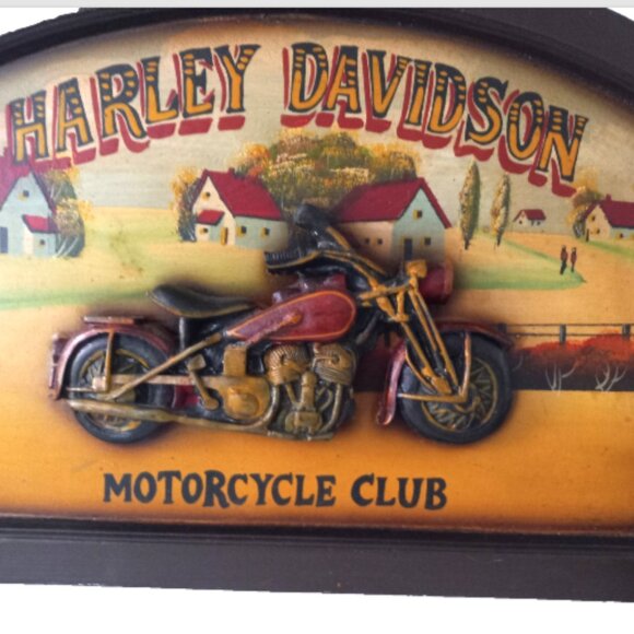 Harley-Davidson "Motorcycle Club" 3D Wooden Wall Plaque/ Hanging Man-cave 24X16 - Picture 10 of 16